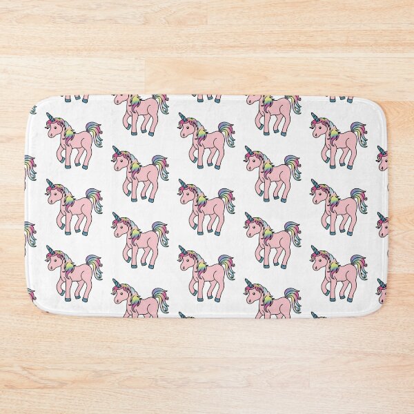 Aperçu de l'œuvre Licorne rose avec crinière et queue colorées et paillettes (texturées) corne et pieds créée et vendue par PLLDesigns.