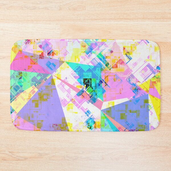Item preview, geometric triangle pattern abstract background in pink blue yellow green designed and sold by Mrvell.