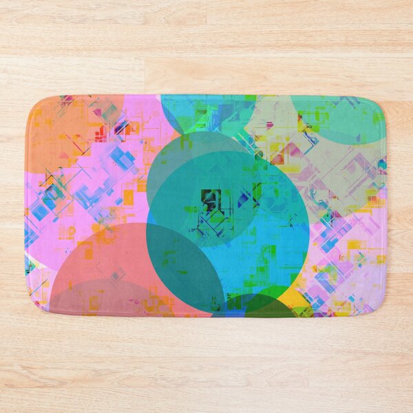 Item preview, geometric circle pattern abstract in blue pink green yellow designed and sold by Mrvell.