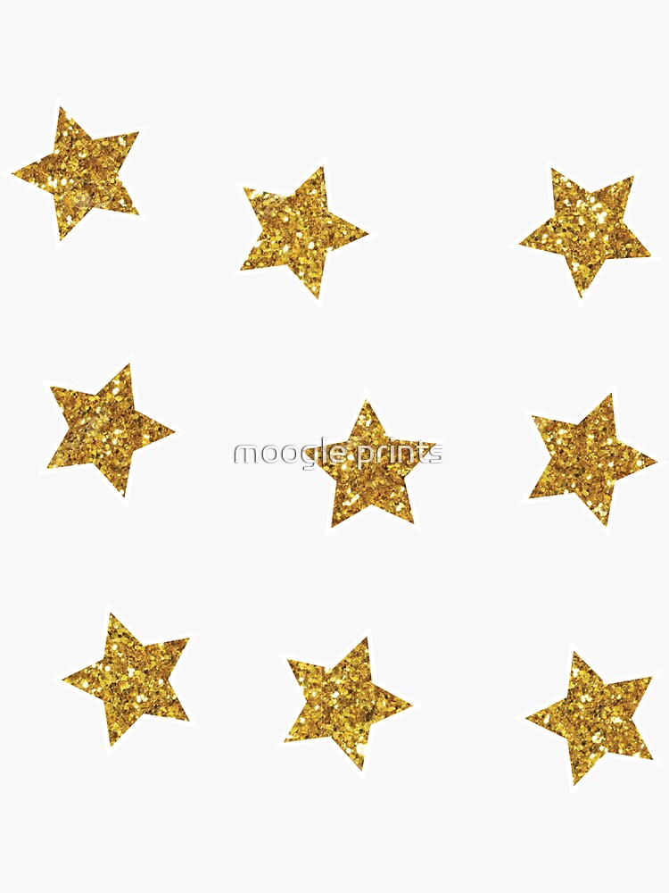 Gold Glitter Star Stickers Sticker for Sale by moogle prints