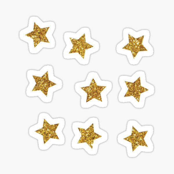 Gold Star Shape Faux Glitter Stickers