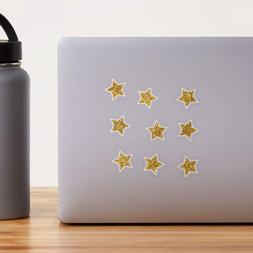 Gold Glitter Star Stickers Sticker for Sale by moogle prints