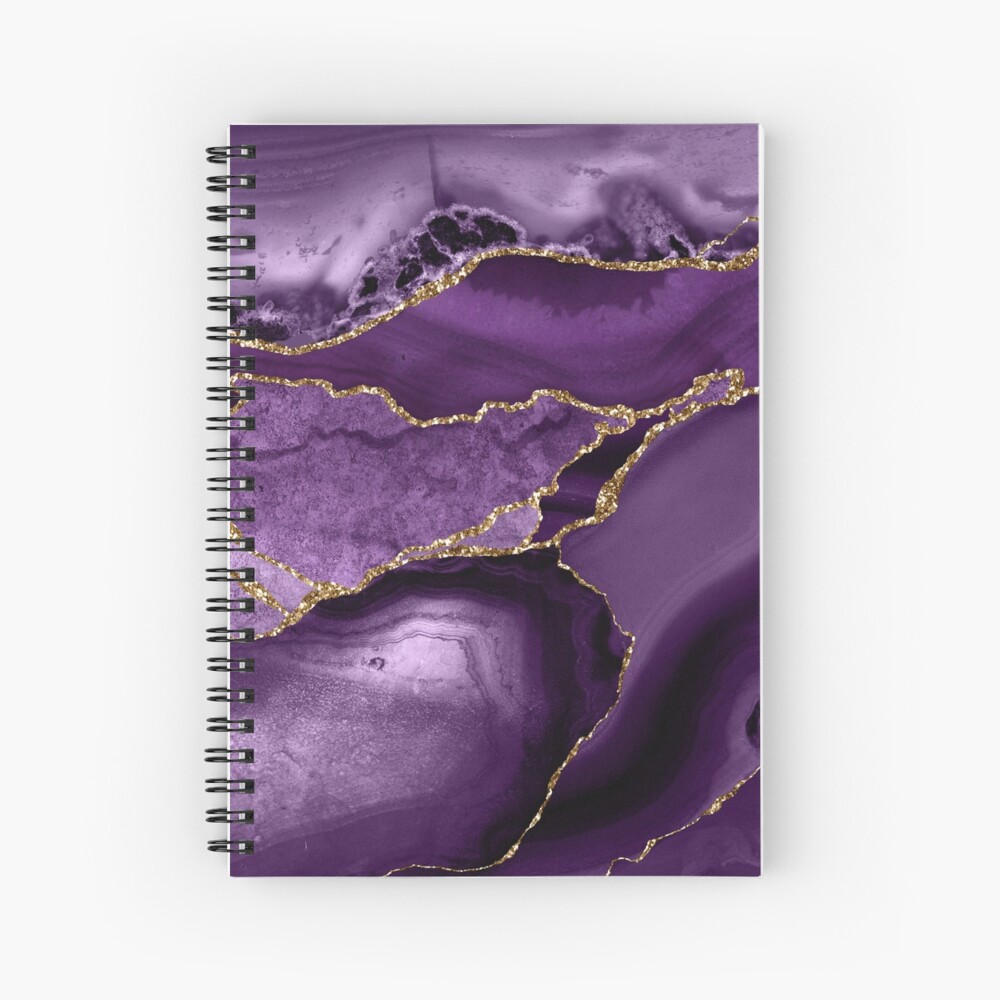 Purple Marble Abstract Landscapes Spiral Notebook