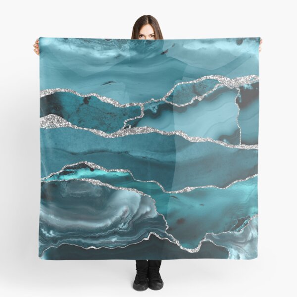 Trend Turquoise Faux Marble Textures Scarf