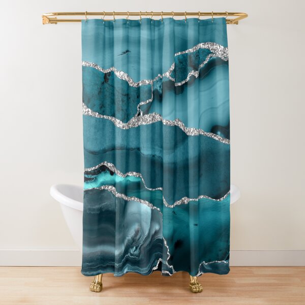 Trend Turquoise Marble Textures Shower Curtain