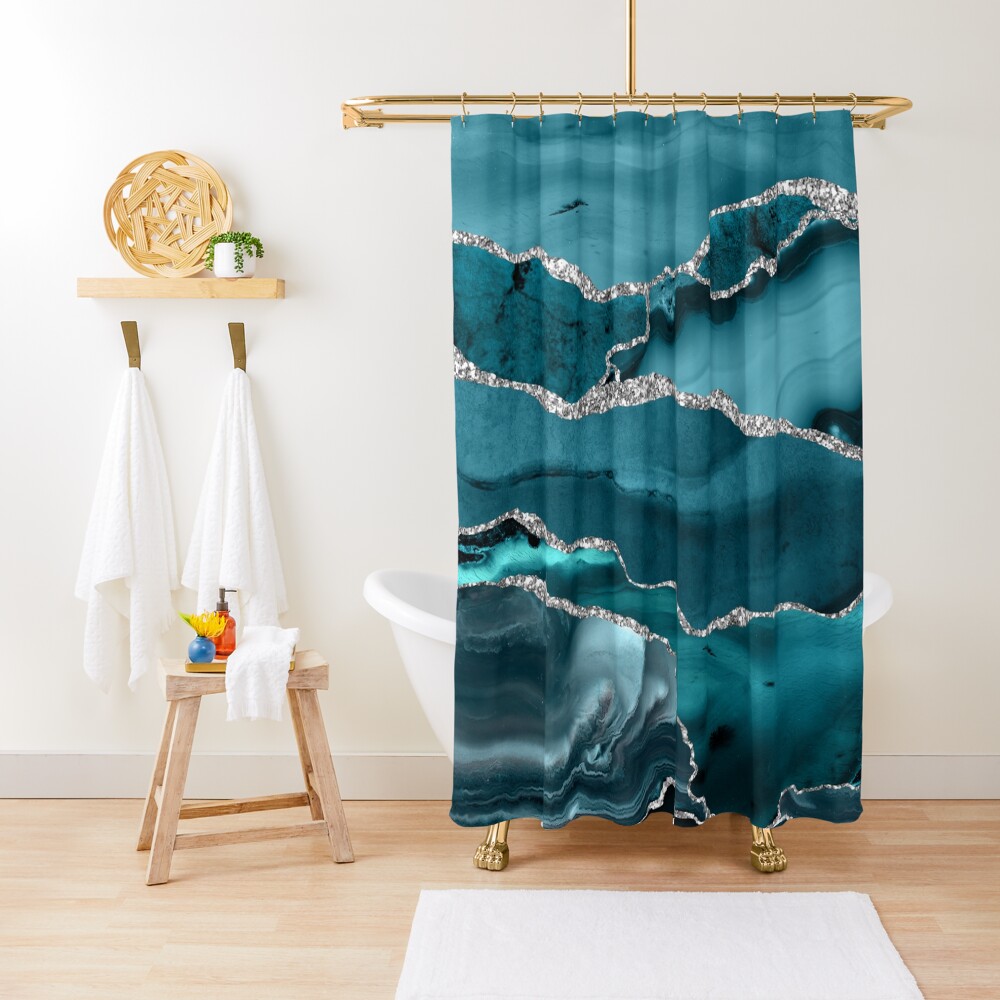 Trend Turquoise Marble Textures Shower Curtain