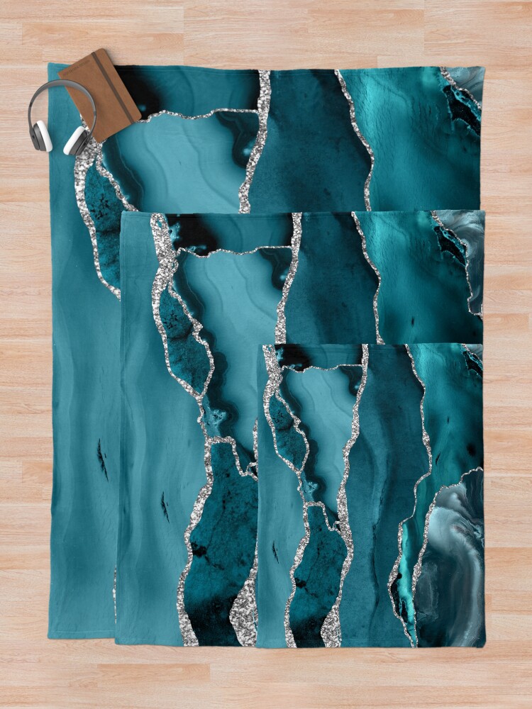 Alternate view of Trend Turquoise Marble Textures Throw Blanket