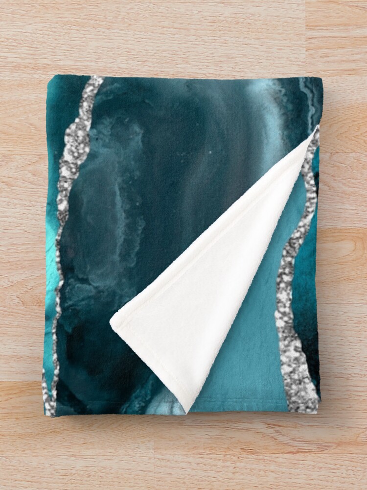 Alternate view of Trend Turquoise Marble Textures Throw Blanket