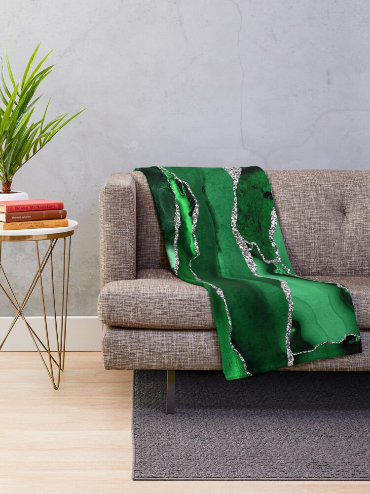 Alternate view of Emerald Malachite Marble Landscapes Throw Blanket
