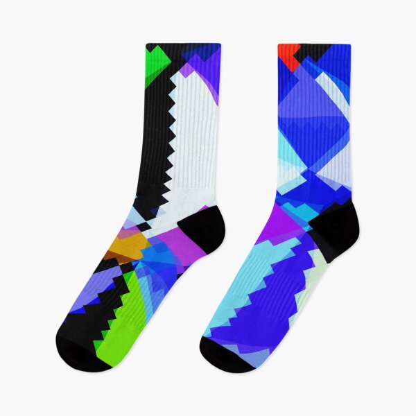 Item preview, geometric triangle and square pattern abstract in blue purple green red designed and sold by Mrvell.