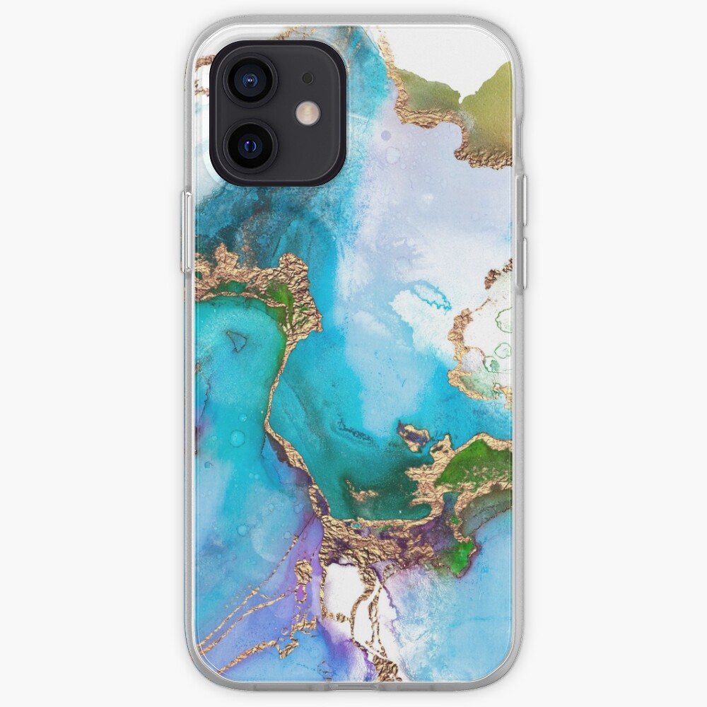 Abstract Marble Mermaid Gemstone With Gold Glitter iPhone Case & Cover