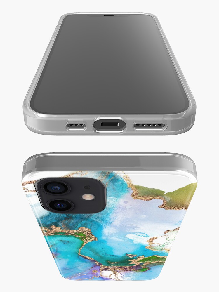 Alternate view of Abstract Marble Mermaid Gemstone With Gold Glitter iPhone Case & Cover