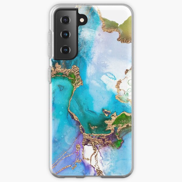 Abstract Marble Mermaid Gemstone With Gold Glitter Samsung Galaxy Soft Case