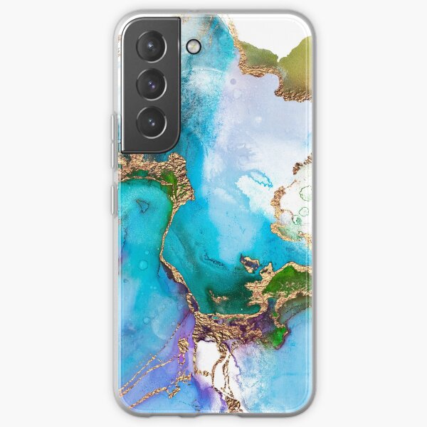Abstract Faux Marble Mermaid Gemstone With Gold Glitter Samsung Galaxy Soft Case