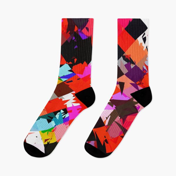 Item preview, geometric square pixel pattern abstract in red blue pink designed and sold by Mrvell.