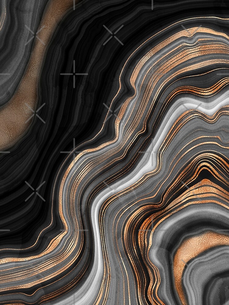 Elegant Black and Gray Marble with Gold Veins by MysticMarble