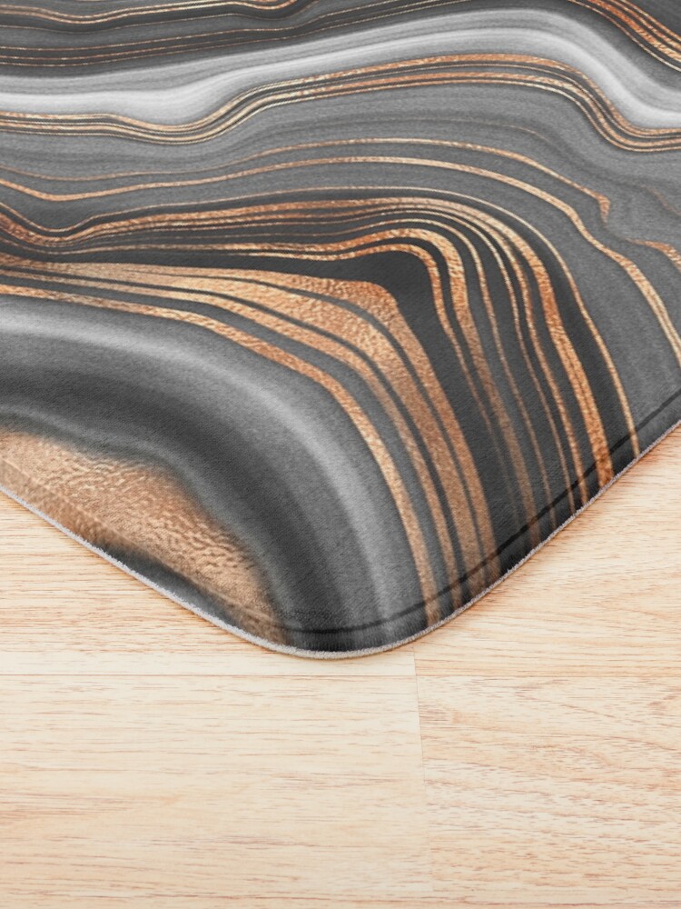 Alternate view of Elegant Black and Gray Faux Marble with Gold Veins Bath Mat