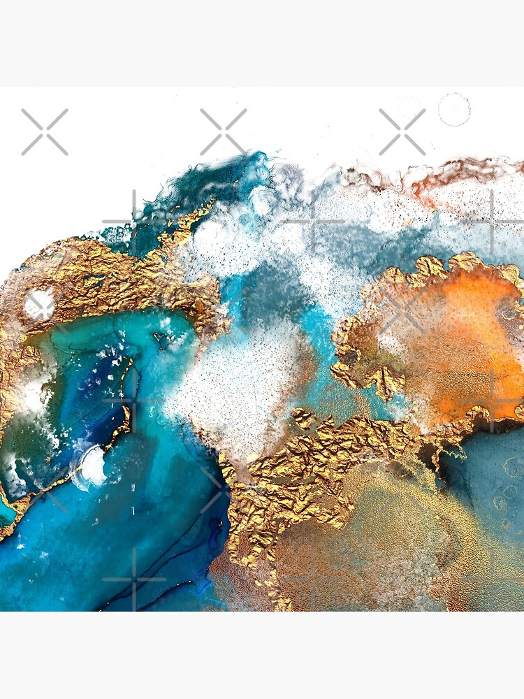 Glamorous gold and blue ink marble texture by MysticMarble