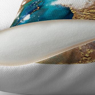 Alternate view of Glamorous gold and blue ink marble texture Throw Pillow