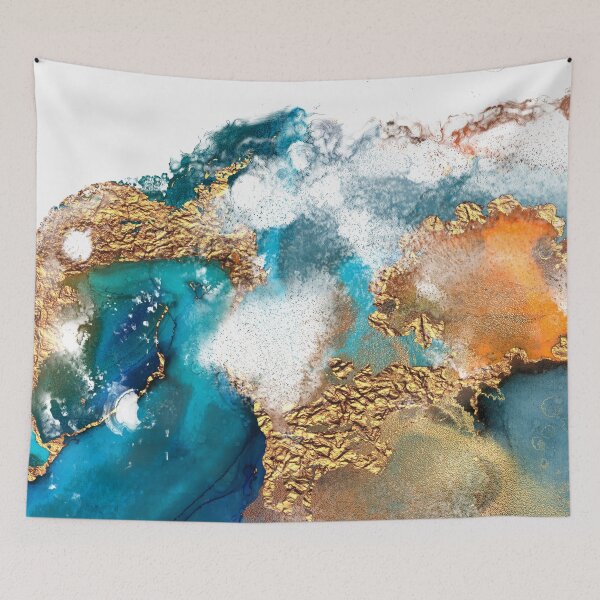 Item preview, Glamorous gold and blue ink Faux marble texture designed and sold by MysticMarble.