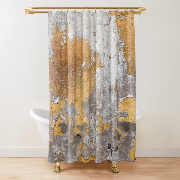 Metalfoil Gold Glamour on Gray Concrete Wall Shower Curtain