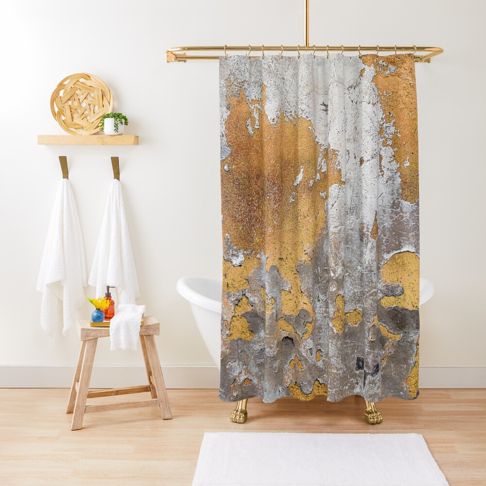 Metalfoil Gold Glamour on Gray Concrete Wall Shower Curtain