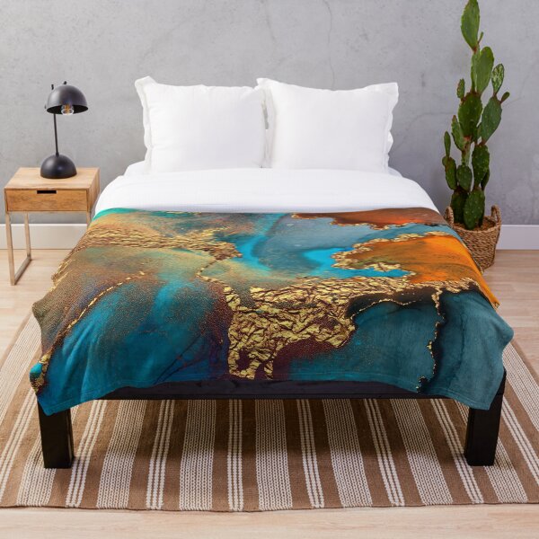 glamorous gold ink autumn texture Throw Blanket
