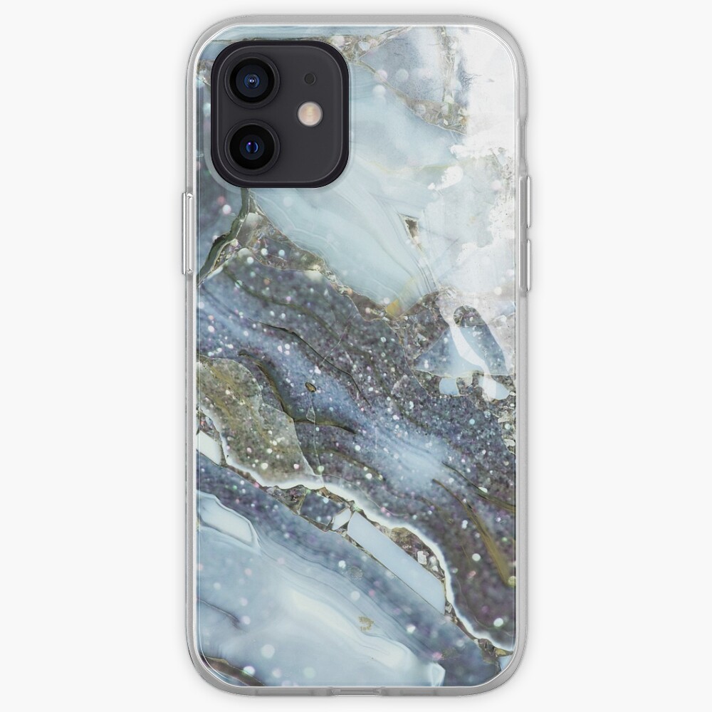 Blue and gray shimmering agate iPhone Case & Cover