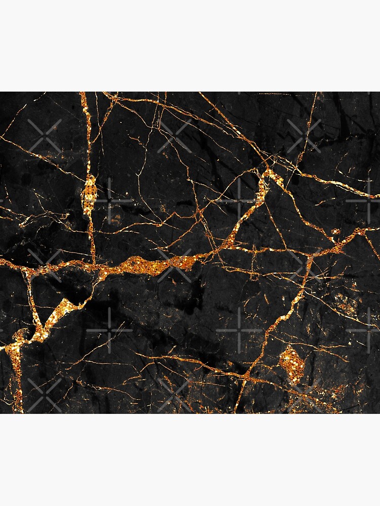 Black marble with gold glitter veins by MysticMarble