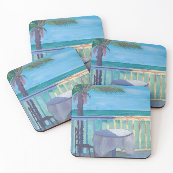 Item preview, Seaview Cafe Table at the Caribbean With Palm - Dreamaway to Hideaway designed and sold by artshop77.