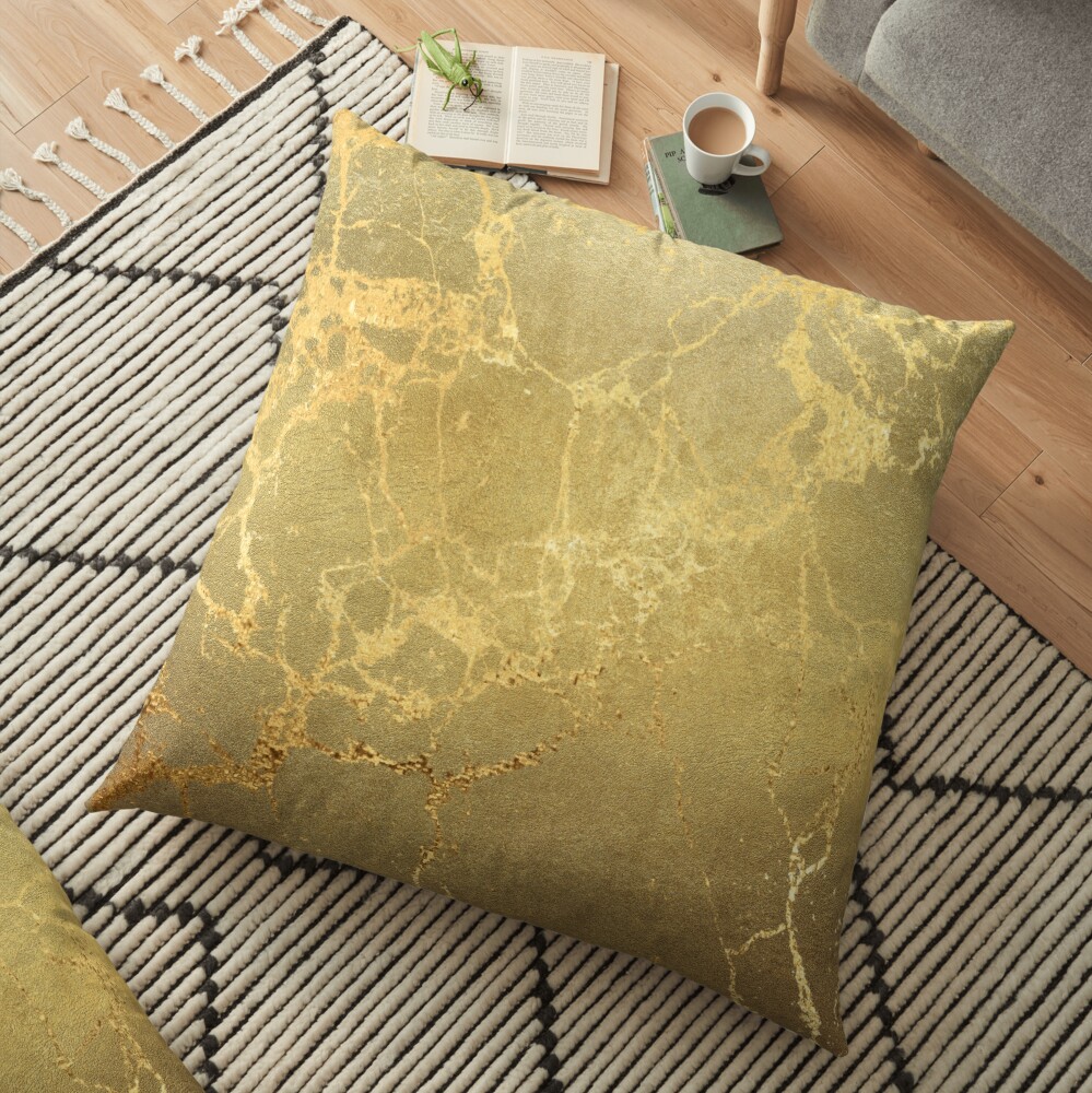 Gold Marble Texture with Gold Veins Floor Pillow