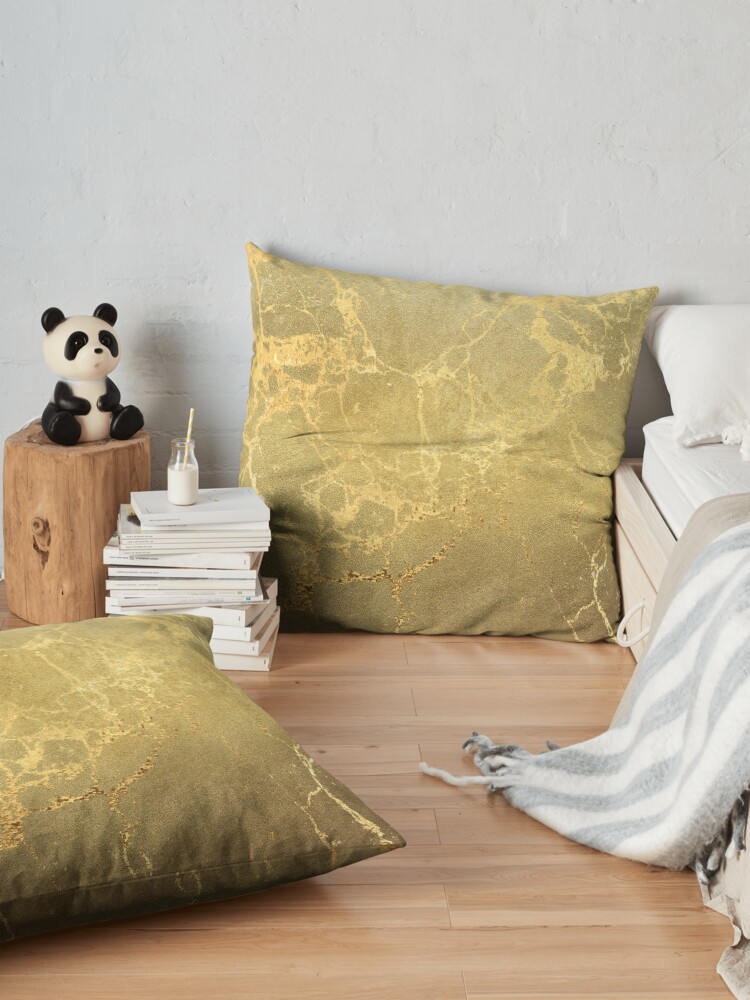 Alternate view of Gold Marble Texture with Gold Veins Floor Pillow