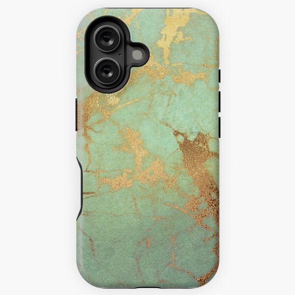 Aperçu de l'œuvre Texture de faux marbre menthe avec des veines d'or créée et vendue par MysticMarble.