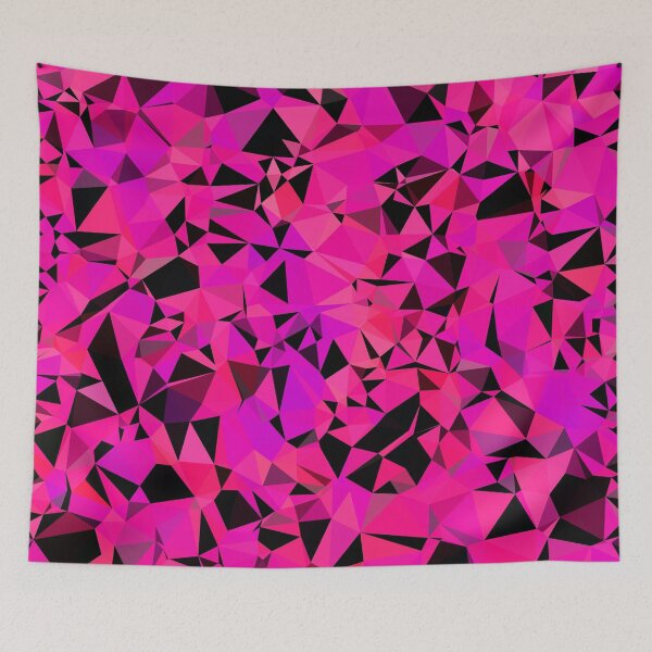 Item preview, geometric triangle pattern abstract in pink and black designed and sold by Mrvell.