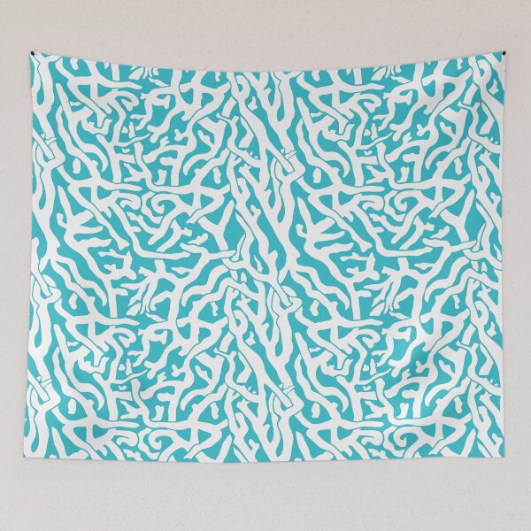 Item preview, Coral Reef Pattern White Aqua Blue Beach designed and sold by emkayhess.