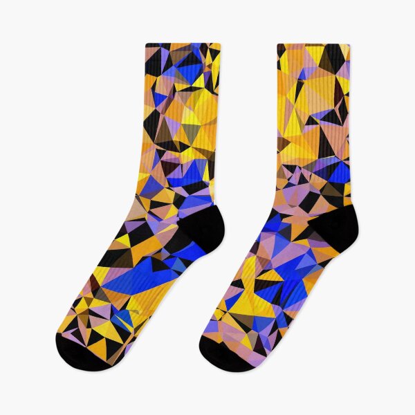 Item preview, geometric triangle pattern abstract in orange blue yellow designed and sold by Mrvell.