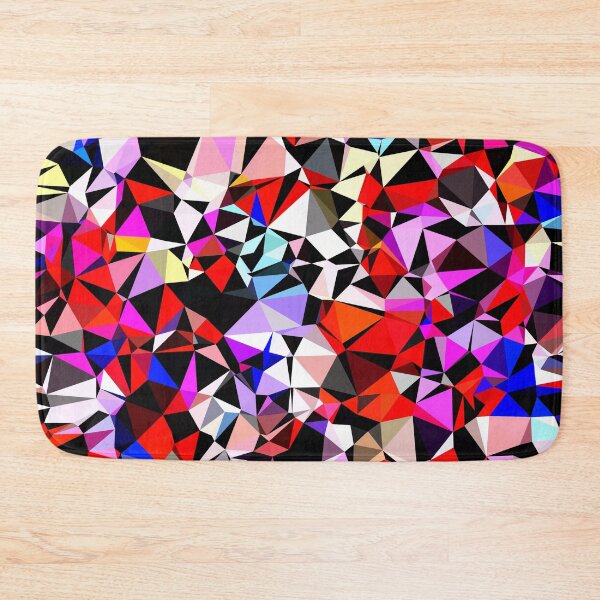 Item preview, geometric triangle pattern abstract in red pink black blue designed and sold by Mrvell.