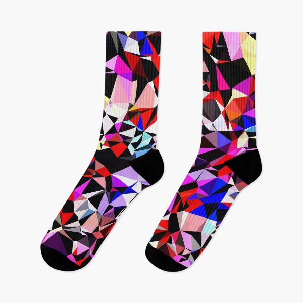 Item preview, geometric triangle pattern abstract in red pink black blue designed and sold by Mrvell.