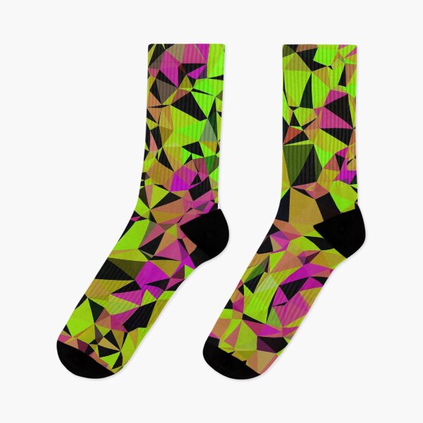 Item preview, geometric triangle pattern abstract in green black pink designed and sold by Mrvell.