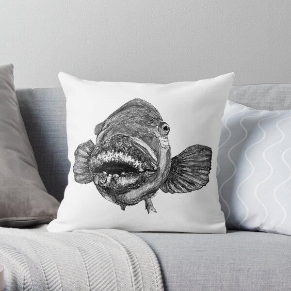 Meg the Blue Groper Throw Pillow