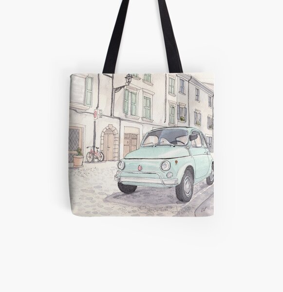 Vintage Fiat 500 All Over Print Tote Bag