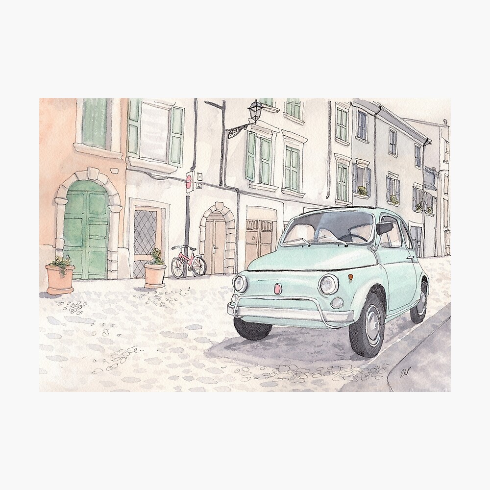 Vintage Fiat 500 Poster By Kathrynkathryn Redbubble
