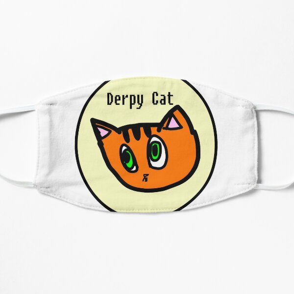 Derpy Cat is Cutest Cat / Cartoon Cat / Funny Cat / Orange Cat Flat Mask