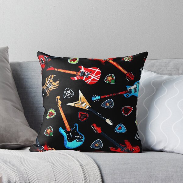 Electric Rock Guitars Throw Pillow