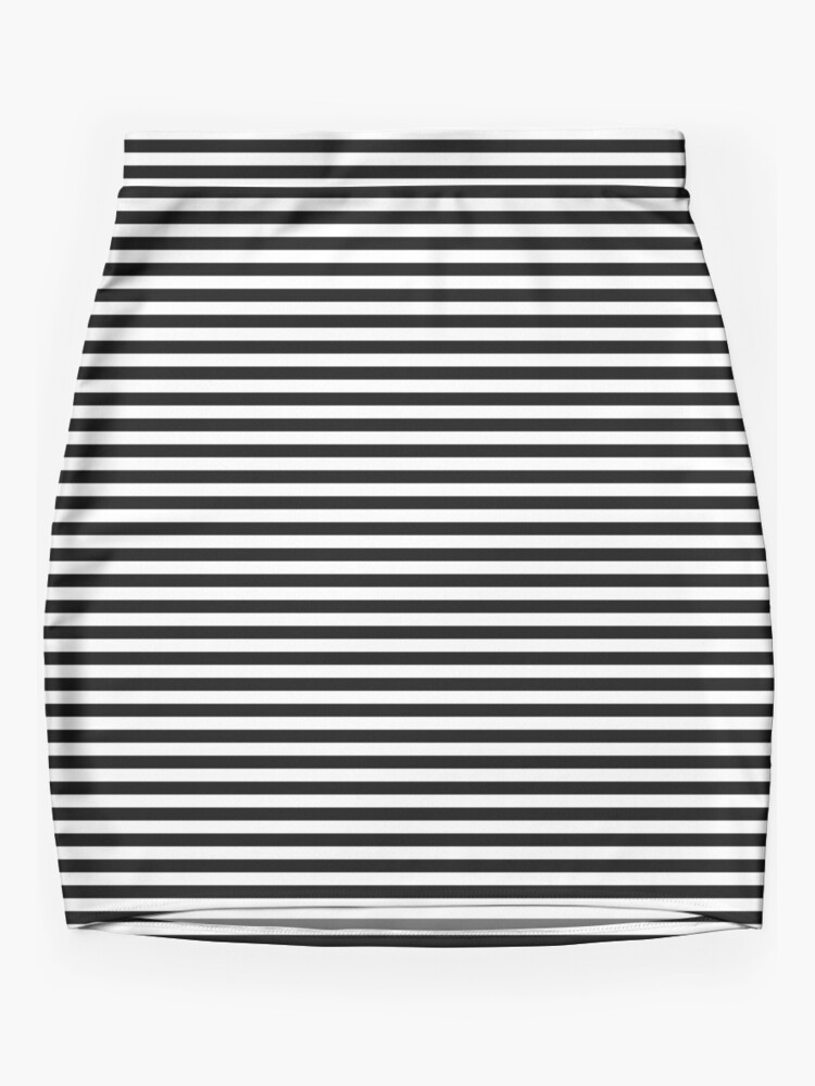 Black and White Horizontal Stripes | Mini Skirt