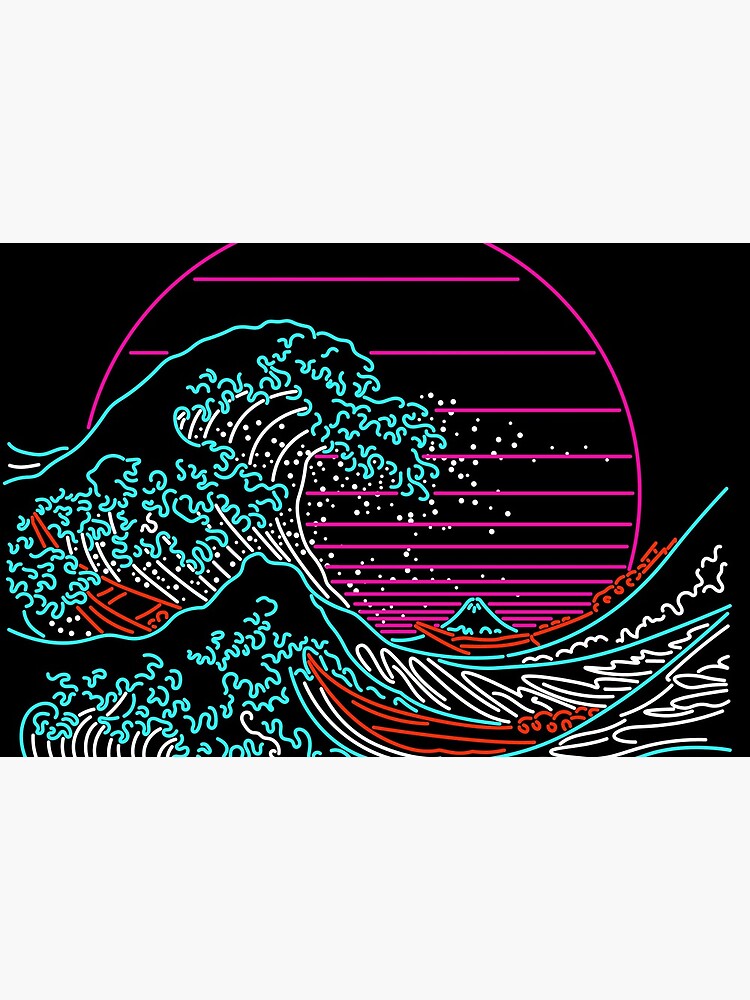 Great Neon Wave - Great Wave Off Kanagawa - Vintage - Retrowave - 80s by therocketman