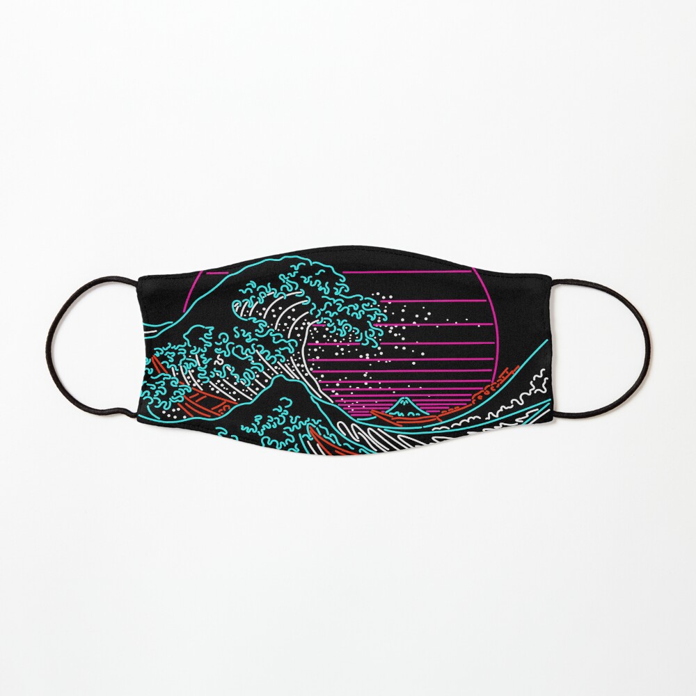 Great Neon Wave - Great Wave Off Kanagawa - Vintage - Retrowave - 80s Mask