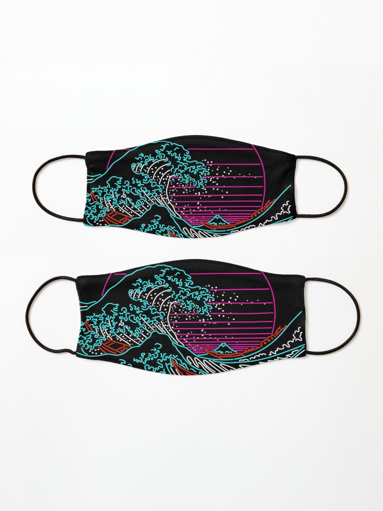 Alternate view of Great Neon Wave - Great Wave Off Kanagawa - Vintage - Retrowave - 80s Mask