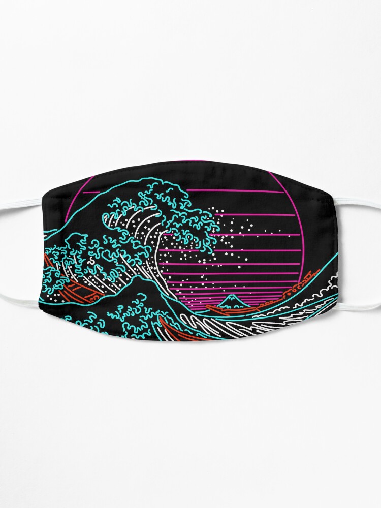 Alternate view of Great Neon Wave - Great Wave Off Kanagawa - Vintage - Retrowave - 80s Mask