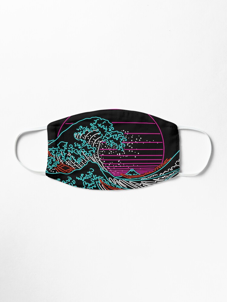 Alternate view of Great Neon Wave - Great Wave Off Kanagawa - Vintage - Retrowave - 80s Mask